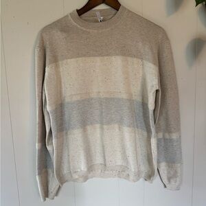 Kuhl Cozy Cream and Gray Crew Neck Sweater